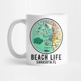 Sarasota Florida Beach Life coastal Living Vintage Map Vibe Mug